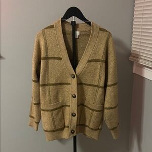 a new day Tan and Brown Striped Cardigan